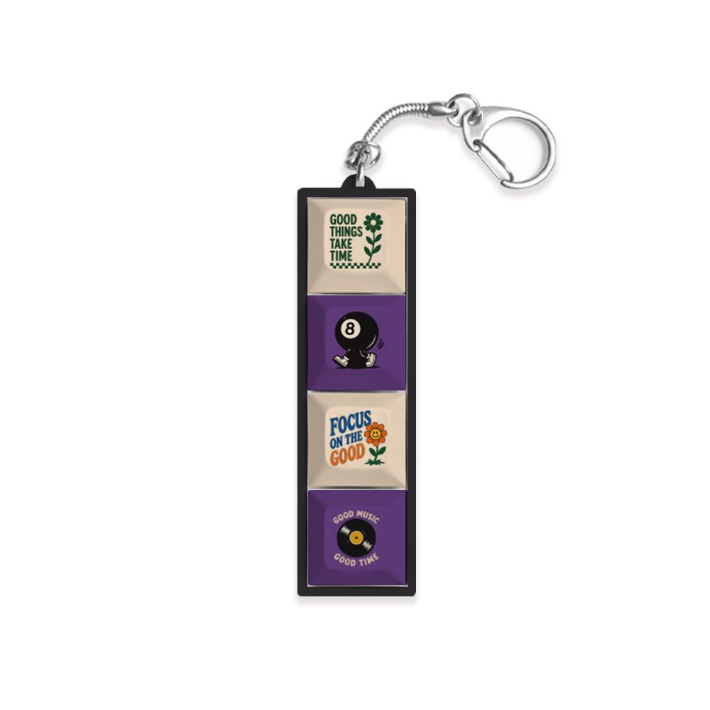 S2B Retro Label Keycap Keyring Mechanical Switch Clicky Keychain Midnight Chill Mood Black Vintage Y2K Charm _ Made in Korea
